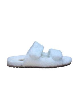 Revitalign Women’s White Fuzzy Comfortable Double Straps Slide Sandals Size 9.5B